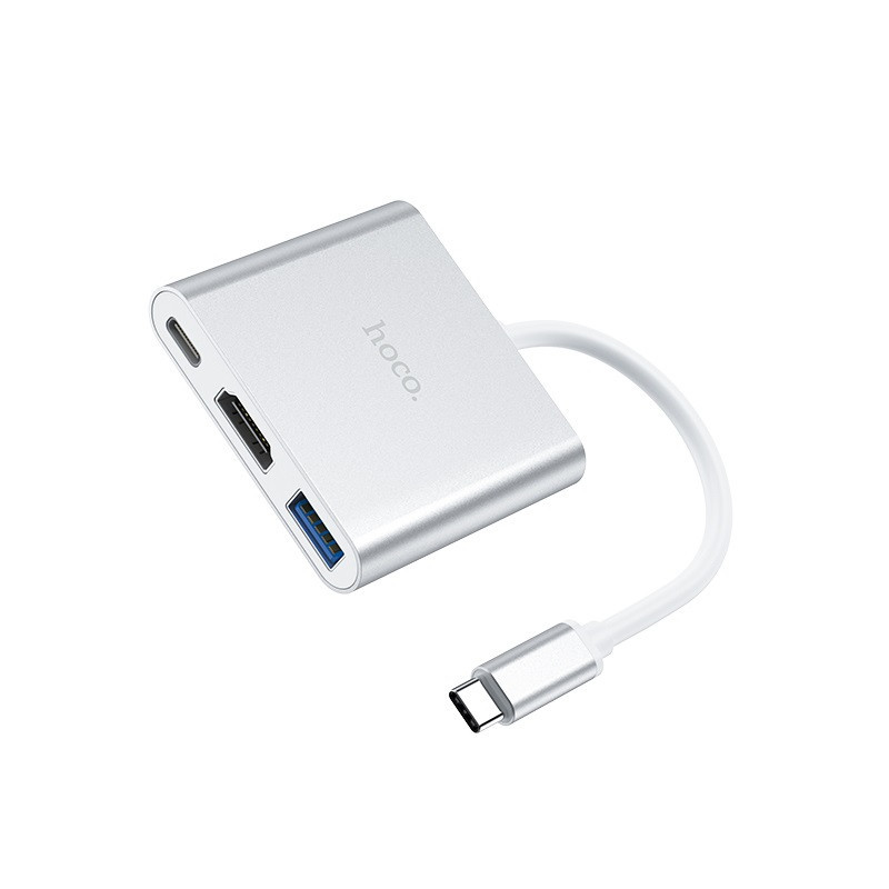 USB-хаб HOCO HB14 Type-C до USB3.0+HDMI+PD Срібний Київ - фото 6