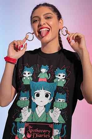 Футболка з аніме принтом Маомао Апотхекарй Діаріес Ессентіал оверсайз (S/M/L) Чорний AnimeJ0834 Дніпро