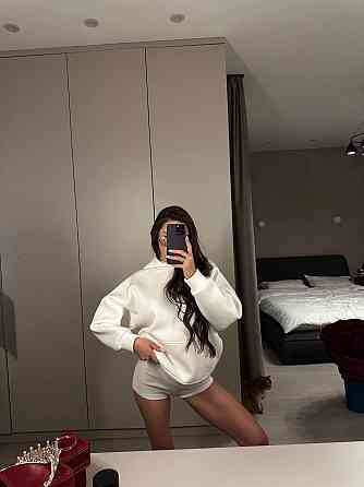 Женская повседневная теплая худи свободного кроя трехнитка на флисе ПИНЬЕ Молочный Одесса