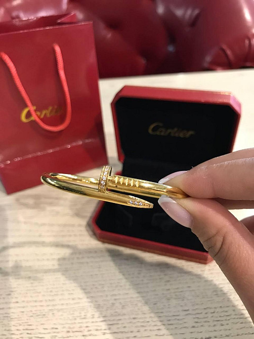 Cartier браслет цвях в лимонному золоті з камінням на капелюсі / Картьє цвях браслет із цирконієм на капелюшці Одеса - фото 2