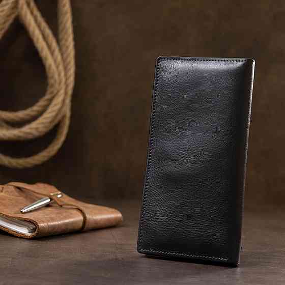 Вертикальне шкіряне портмоне унісекс GRANDE PELLE 11556 Синій Київ