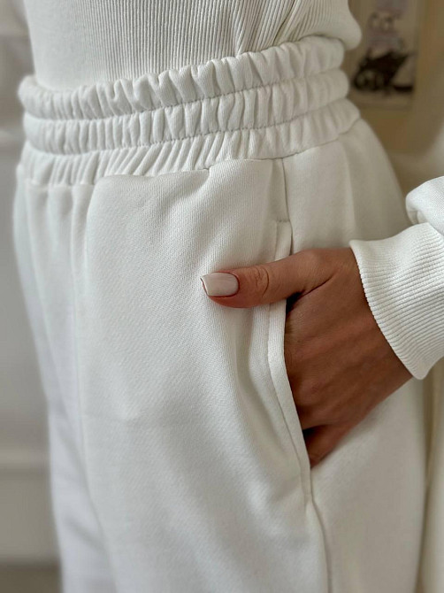 Женский прогулочный костюм тройка: кофта майка и штаны турецкая петля пенье + турецкая рибана Молочный, 48/50 Одесса - изображение 2