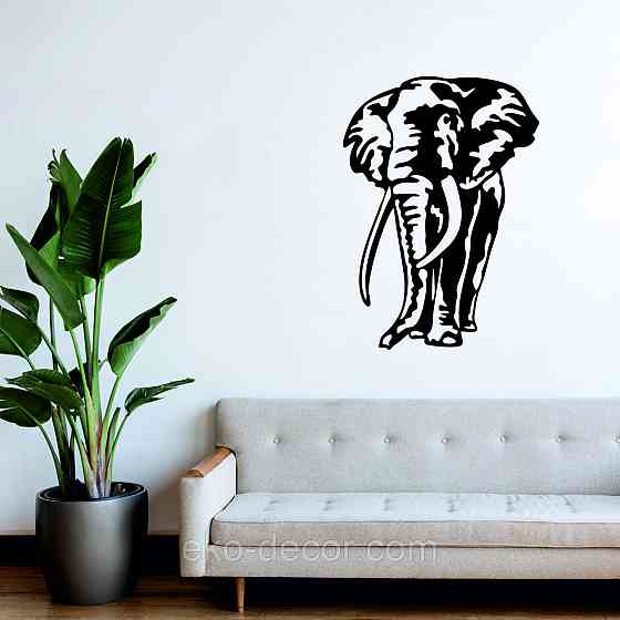 Декоративне настінне Панно «Слон», Декор на стіну 70*50 см, Чорний Київ