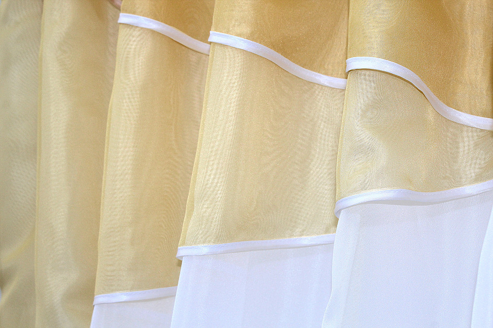Кухонные шторы VR-Textil № 091к с ламбрекеном и подвязками золотистый с белым 270х170 см (50-866) Киев - изображение 4