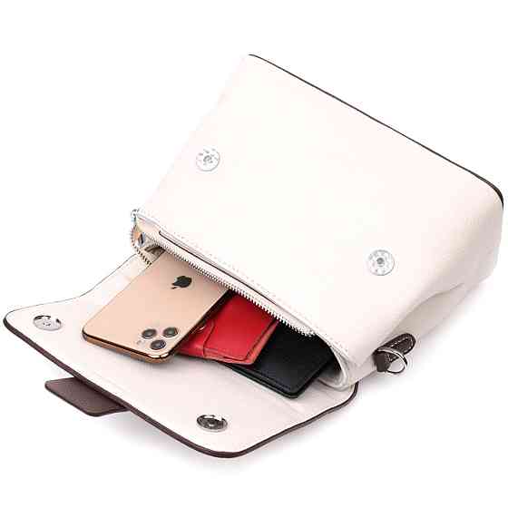 Елегантна сумка сетчел для жінок з натуральної шкіри Біла (Vintage) Київ