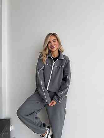 Женский теплый прогулочный костюм двойка: кофта и штаны турецкий флис Графит, 46/48 Одесса