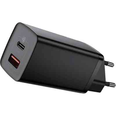 Зарядний пристрій Baseus 2xUSB 65W GaN (USB-C+USB-A) black (CCGAN2L-B01) Вінниця