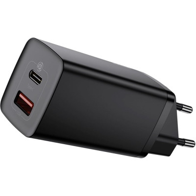 Зарядний пристрій Baseus 2xUSB 65W GaN (USB-C+USB-A) black (CCGAN2L-B01) Вінниця - фото 1