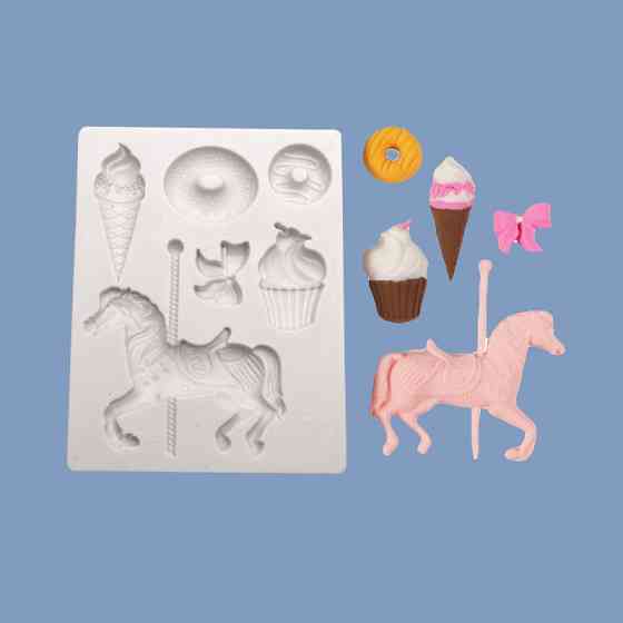 Молд кондитерский Лошадь и сладости 105 на 85 мм серый Киев