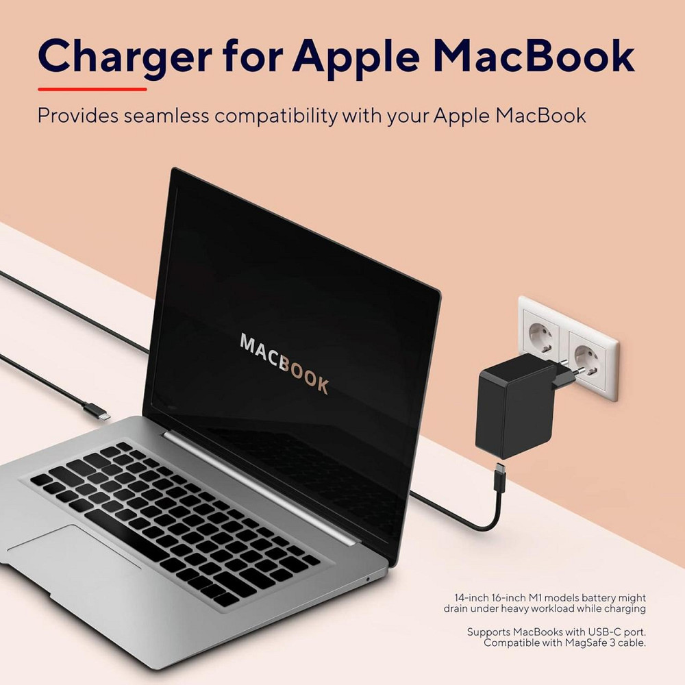 Зарядний пристрій 61 Вт USB-C зарядка для MacBook ноутбука планшета смартфона адаптер живлення з захистом від перенапруги замикань Київ - фото 2