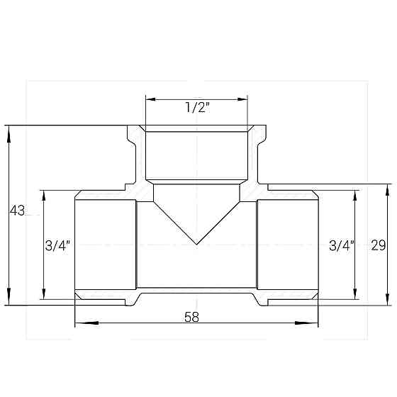 Редукційний трійник 3/4| х1/2"х3/4" НВН латунний А0224А Київ