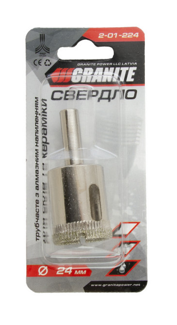 GRANITE Свердло для скла та кераміки GRANITE трубчасте з алмазним напиленням 24 мм 2-01-224 Коломия - фото 4