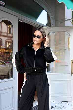 Стильный женский повседневный костюм тройка плотный плюшевый велюр Одесса