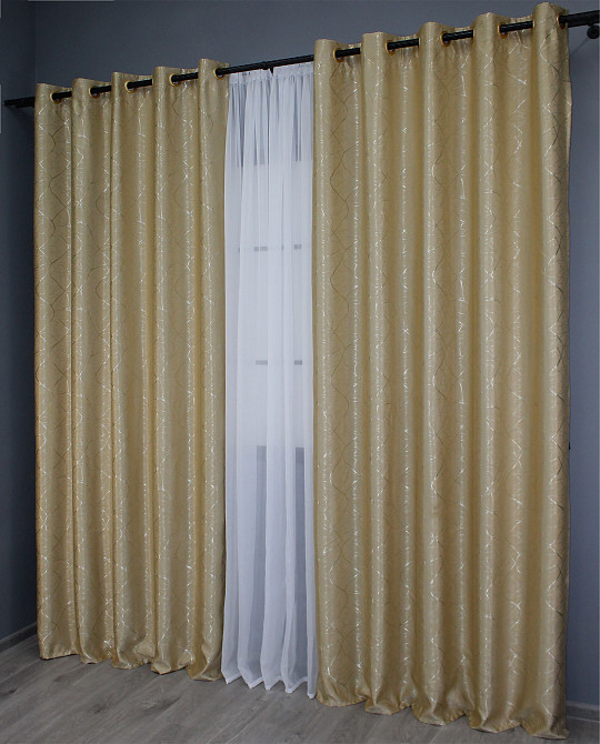 Комплект штор на люверсах VR-Textil Льон Савана № 982ш Бежевий 150х250 см 2 шт (37-0099) Київ - фото 5