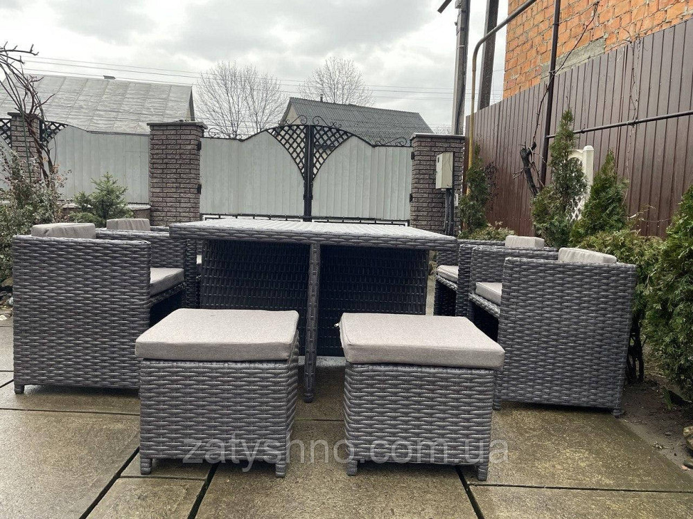 Ротангові меблі вуличні складні з пуфами та подушками Київ - фото 2
