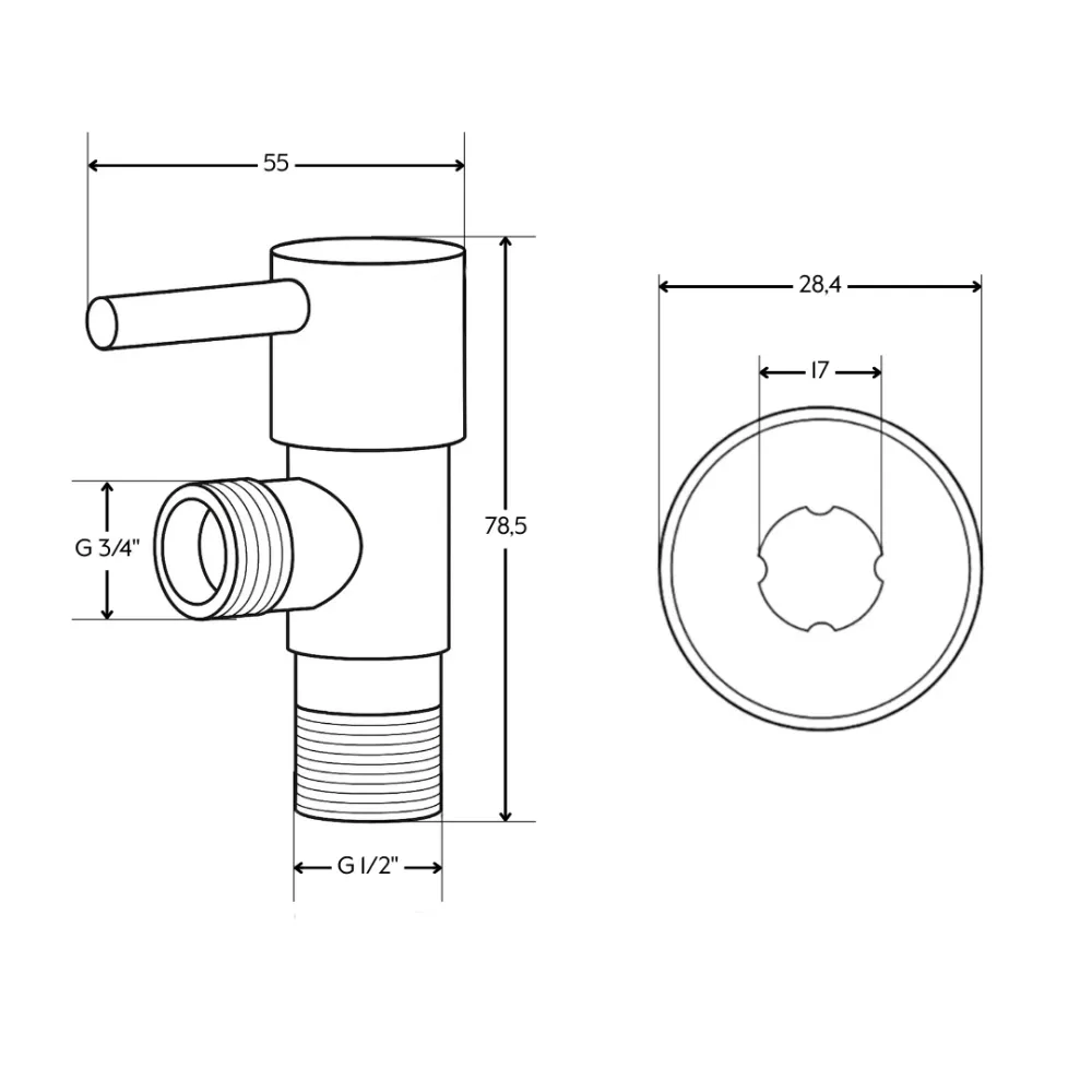 Кран кутовий Thermo Alliance Standart (ручка паличка) з керам.буксою 1/2"Н х 3/4"Н SF343W1520 Київ - фото 10