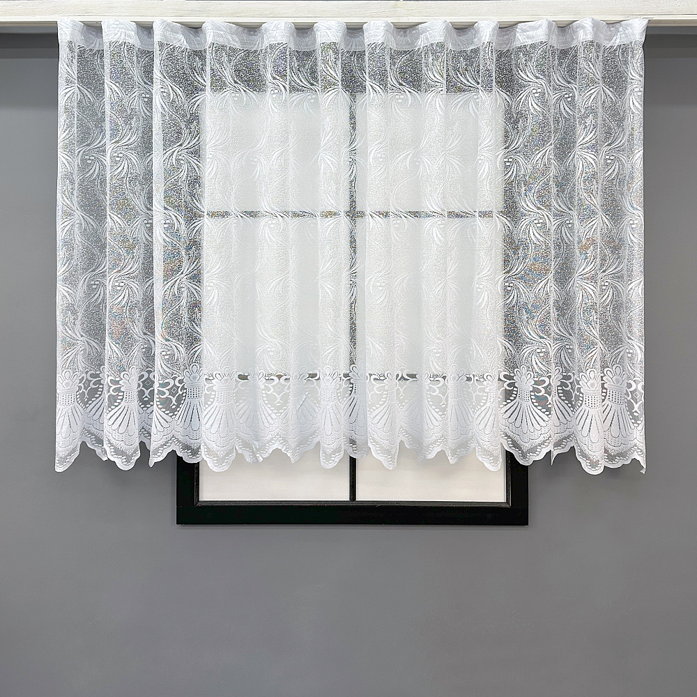 Коротка тюль, висотою 1,2м, жаккард колір білий 728т Київ - фото 1