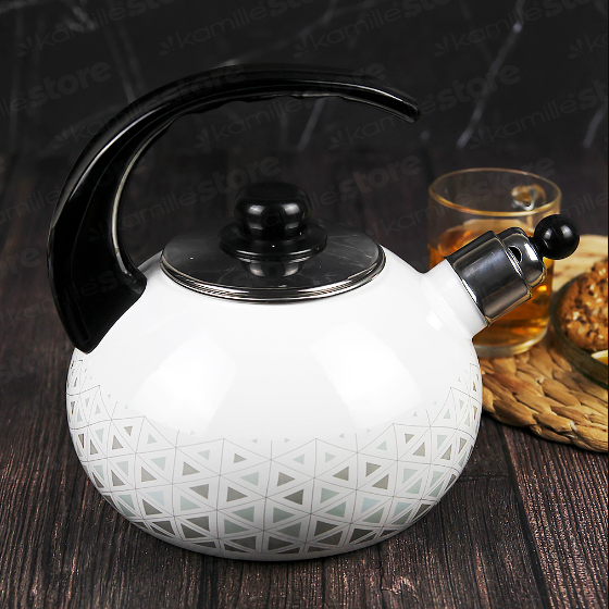 Чайник 2,5л емальований зі свистком білий KAMILLE Житомир - фото 5