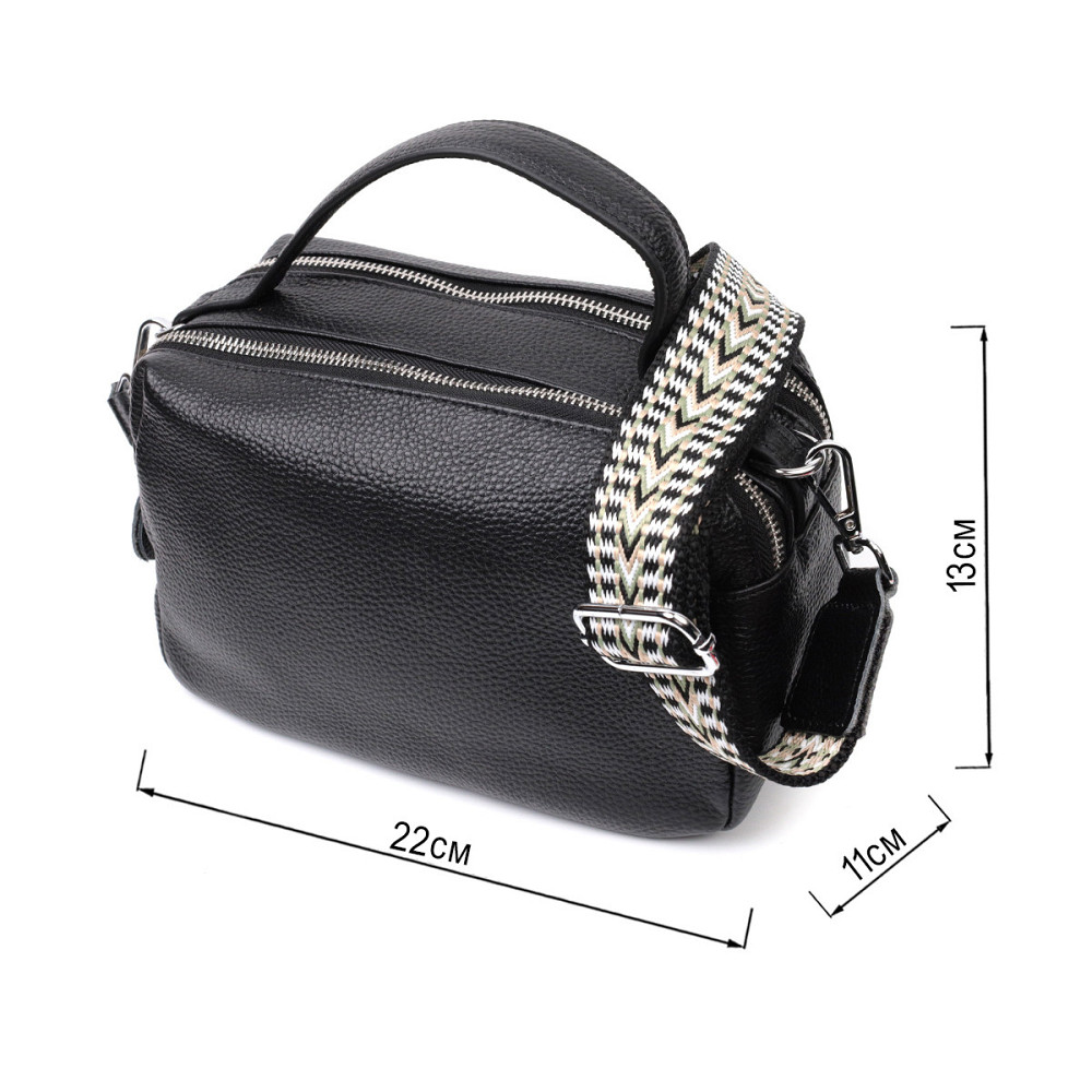 Сумка прямоугольная для женщин на два отделения из натуральной кожи Vintage 22343 Черная Киев - изображение 3