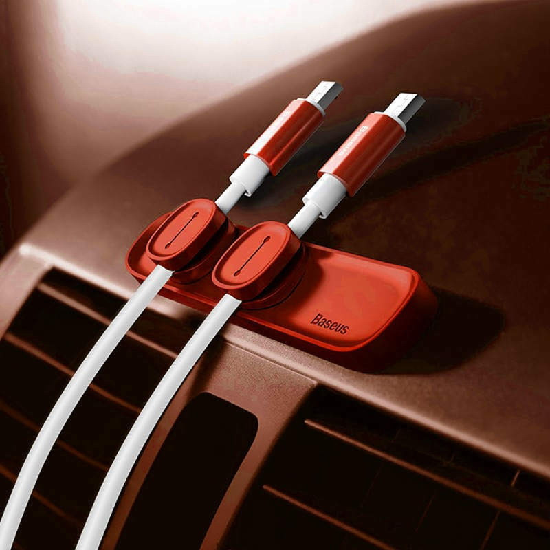 Магнітний органайзер держак для проводів Baseus Peas Cable Clip ACWDJ-09 (Червоний) Миколаїв - фото 7