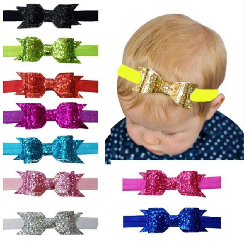 Пов'язка дитяча з блискітками світло-рожева - розмір універсальний (на резинці), бантик 9см Київ - фото 2