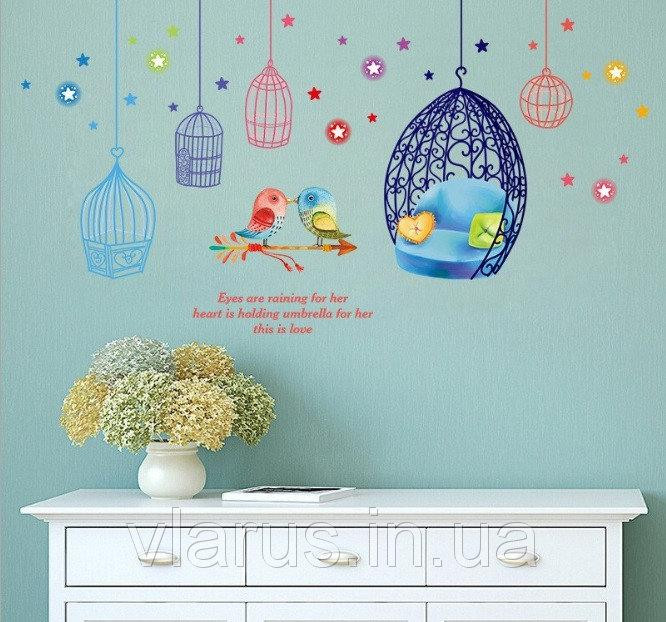 Інтер'єрна наклейка у спальні Пташки з клітинами Київ - фото 3