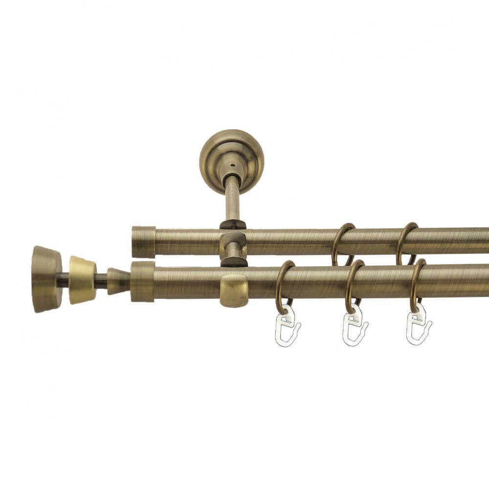 Карниз Orvit Піраміса металевий дворядний відкритий гладка труба кільце металеве Антик 19\16 мм 160 см (4003861) Львів - фото 1