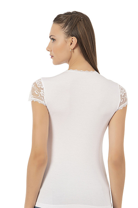 Футболка Ozkan з прозорим верхом, біл, чорн — Viscose 3XL Київ - фото 4