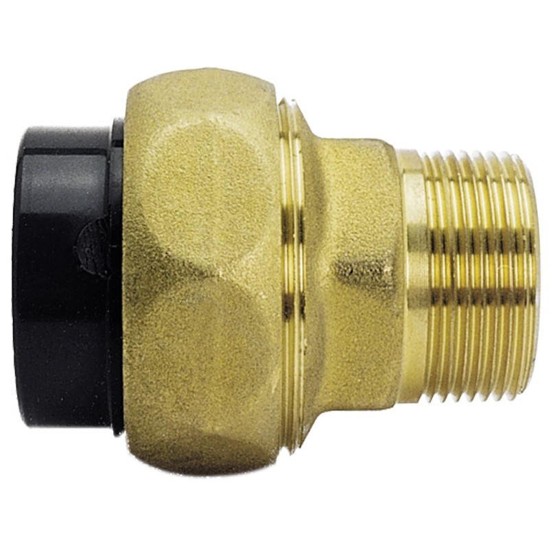 Муфта разборная переходная Praher ПВХ/латунь с наружной резьбой. d50x1-1/2