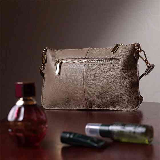 Женская сумка-клатч с двумя ремнями из натуральной кожи Vintage 22643 Бежевая Киев