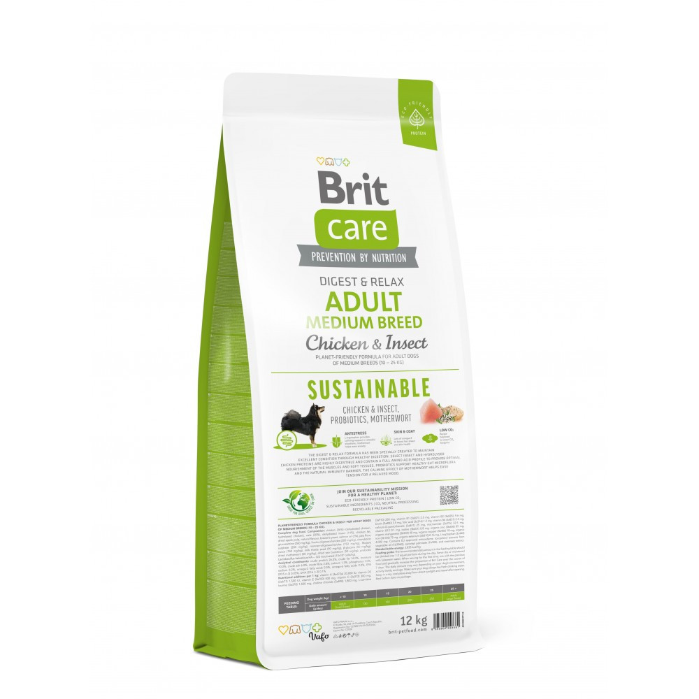 Сухой корм Brit Care Dog Sustainable Adult Medium Breed для собак средних пород, с курицей и насекомыми, 12 кг Винница - изображение 2