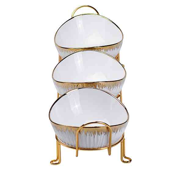 Набір менажниць порцелянових на підставці 3 штуки HP1007 Київ