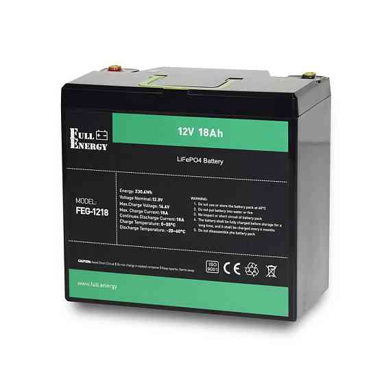 Акумуляторна батарея Full Energy FEG-1218 12 V 18 AH (FEG-1218) LiFePO4 Чорний Харьков