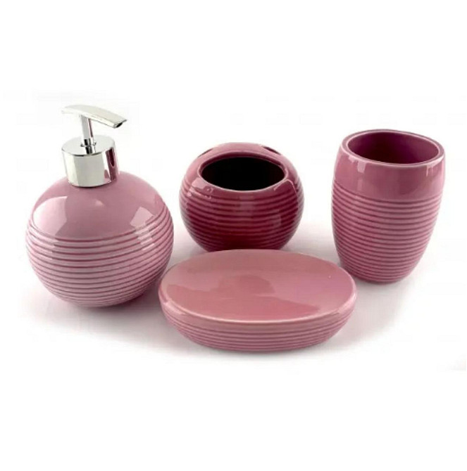 Набір аксесуарів для ванної керамічний рожевий Київ - фото 1