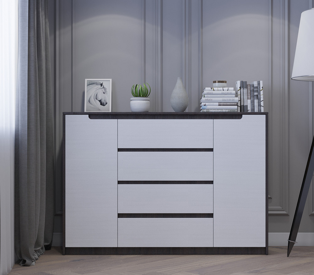 Большой комод для дома Эверест Микс-3 (телескопы) 140х38х97 венге + белый (DTM-2006) Днепр - изображение 3