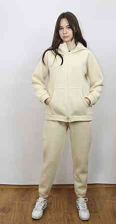 Костюм женский теплый спортивный на флисе кофта на змейке Молочный 42/44 Харьков