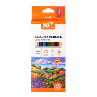 Карандаши цветные Yes Orange Line 12/24 кольорів з точилкою (290755) Винница - изображение 3