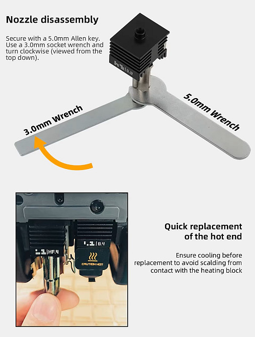 Хотенд 0,2 мм зі збільшеним обємом нагрівача для Bambu Lab A1, A1 mini, H2D (Ur Elk) Київ - фото 4