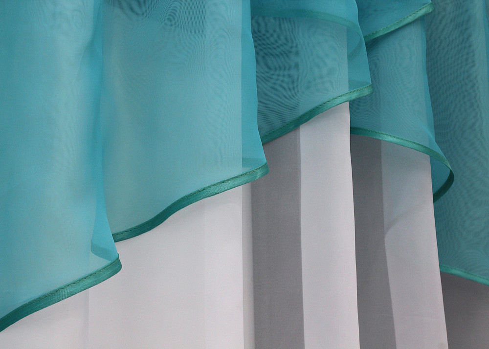 Кухонная тюль арка с ламбрекеном VR-Textil № 025к белый с лазурным 280х170 см (52-0864) Киев - изображение 4