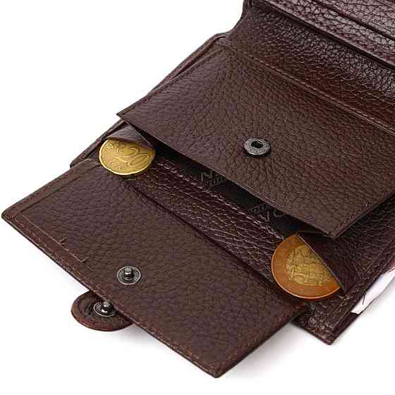 Практичний портмоне для чоловіків з натуральної зернистої шкіри Коричневий (BOND) Київ