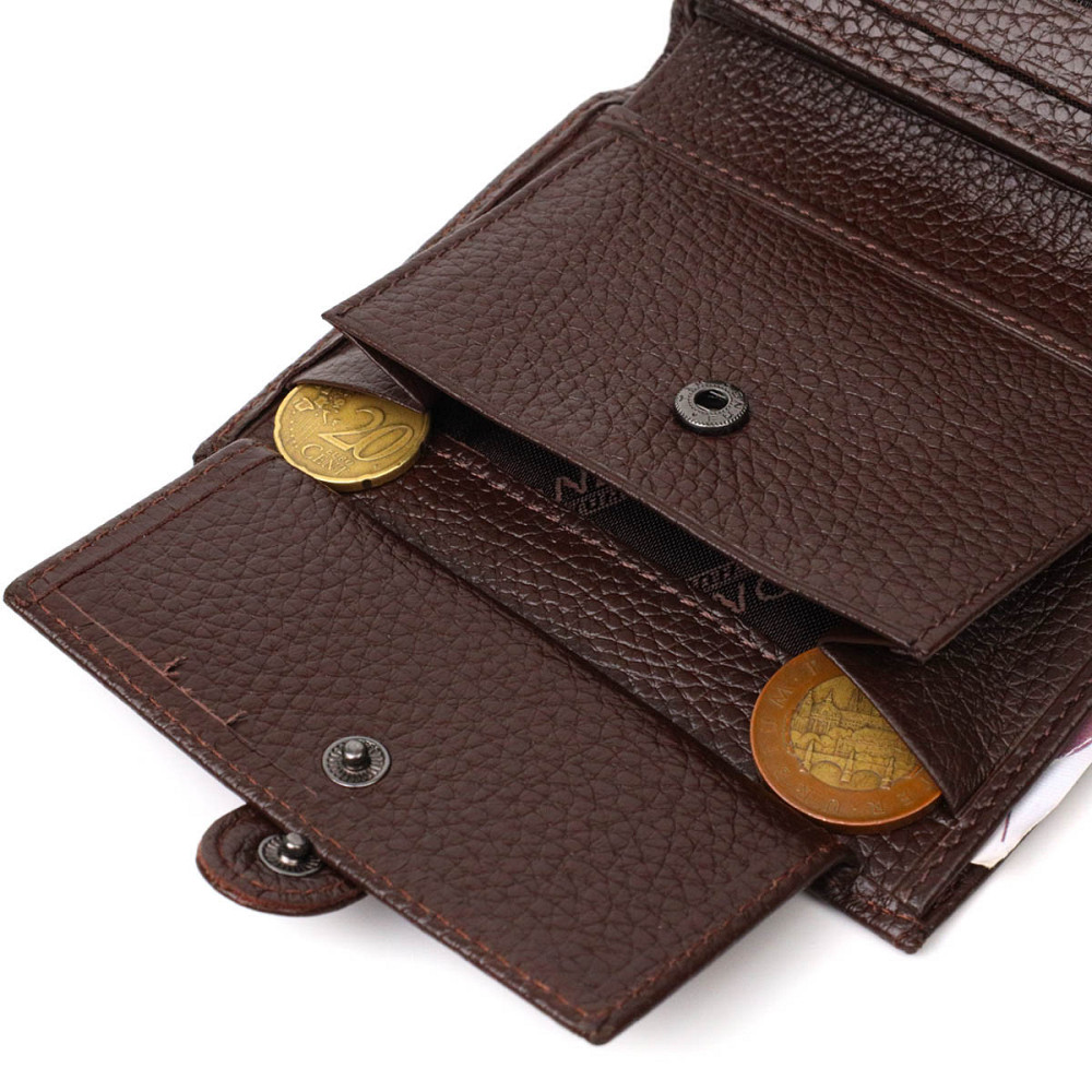 Практичное портмоне для мужчин из натуральной зернистой кожи Коричневый (BOND) Киев - изображение 3