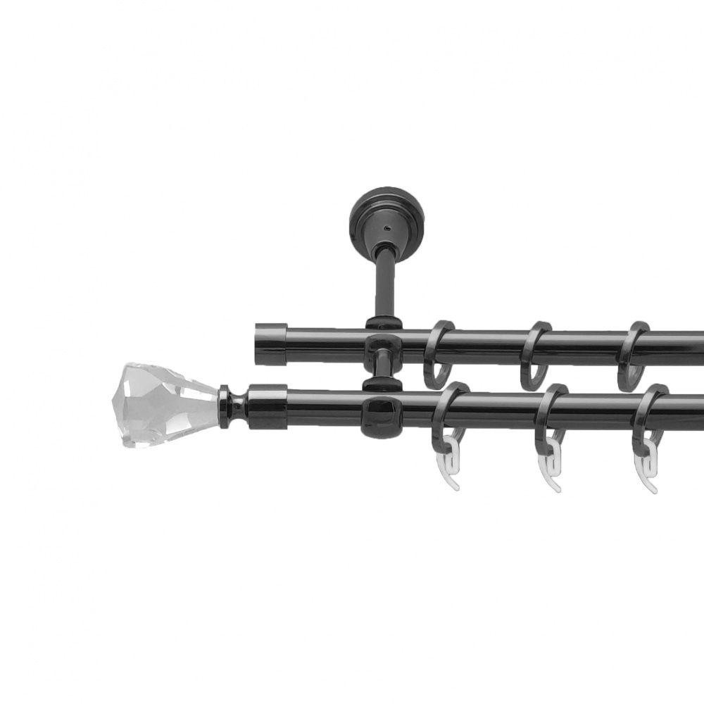 Карниз Orvit Лучетта металевий дворядний відкритий гладка труба кільце фасонне металеве  Онікс 16\16 мм 200 см (4714287) Львів - фото 1