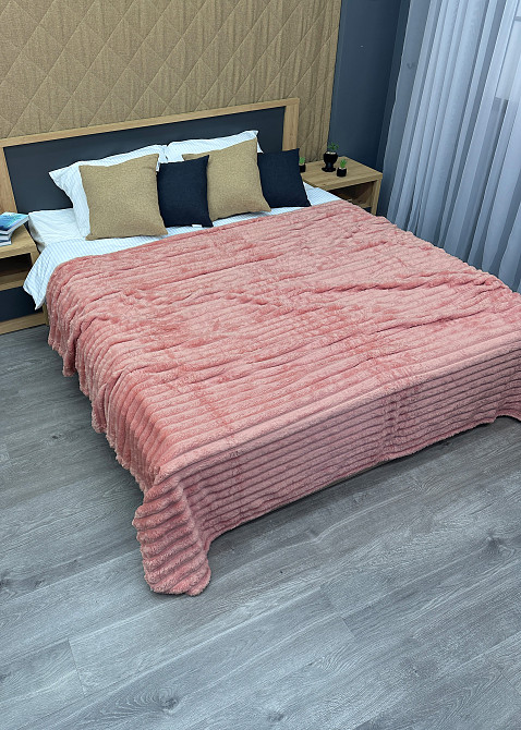 Плед-покривало смужка VIP Шарпей 200х230 см (+-10см) Рожевий (87-140) Київ - фото 3