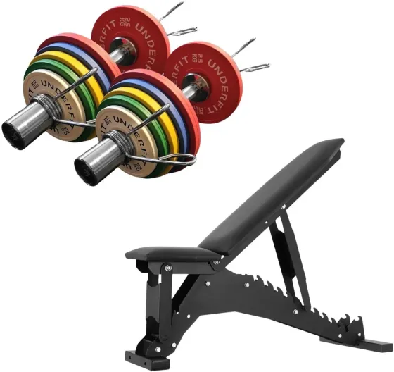 Тренажер Zestaw Hantli Regulowanych BUMPER COLOR UNDERFIT 2x20 kg + regulowana Лавка Київ