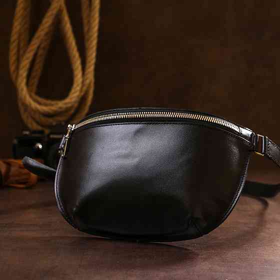 Шкіряна універсальна жіноча бананка Shvigel 16383 Чорний Київ