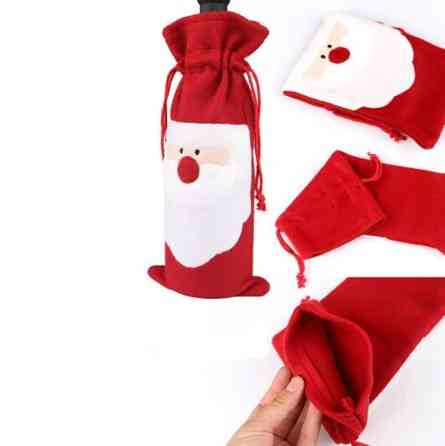 Новогодний чехол на бутылку Дед Мороз 31 на 12 см разноцветный Киев