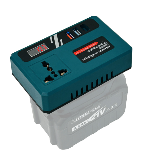 Аккумуляторный инвертор напряжения (18–21 В → 220 В) 150 Вт, портативный аккумулятор для зарядки устройств (USB, USB-C) Киев - изображение 5