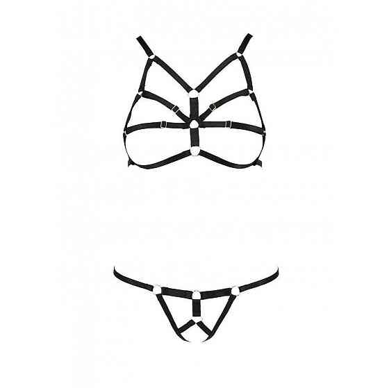 Комплект білизни зі стреп Passion Exclusive ARMANDA SET XXL/XXXL, black Sex Aura Київ