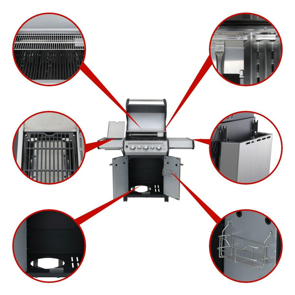 Газовий гриль SANTOS S-318, з бічним і заднім пальниками, нержавіюча сталь 900280 Код: 010953 Рівне - фото 4