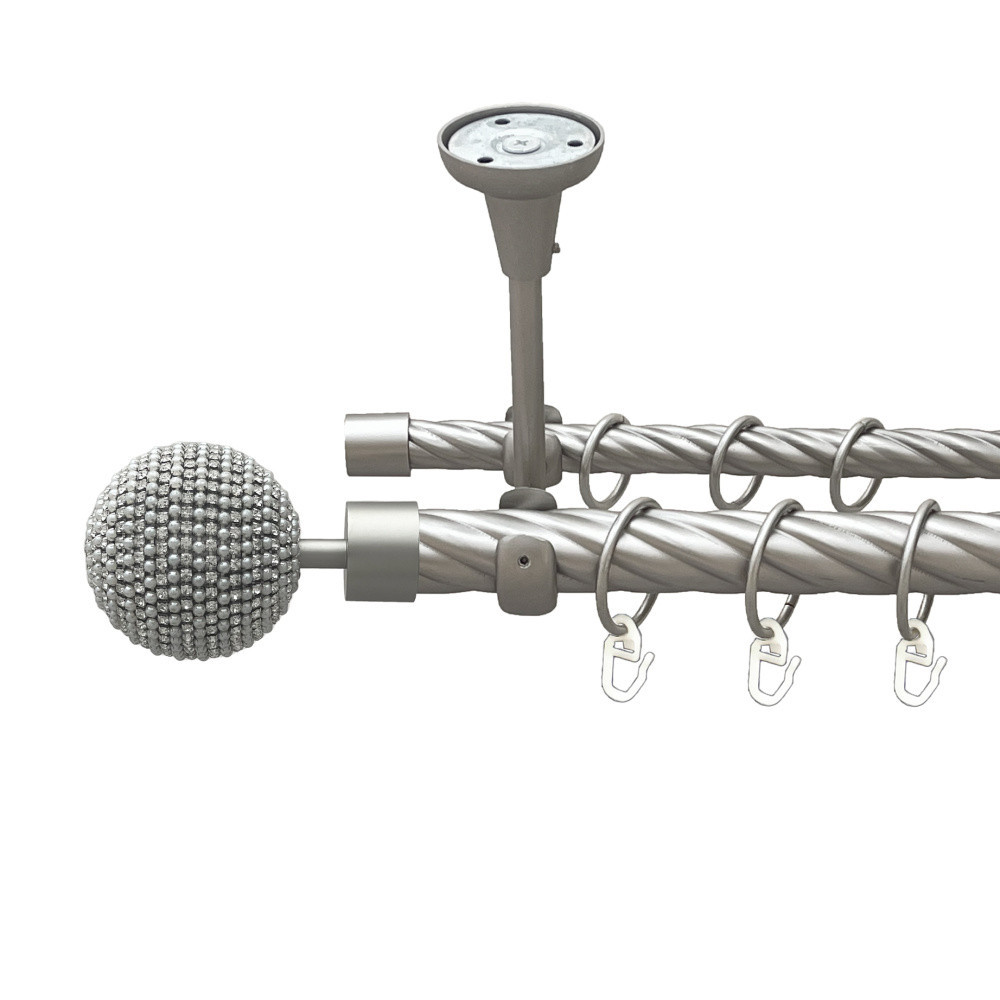 Карниз Orvit Карера металевий дворядний відкритий до стелі скручена труба кільце металеве Сатин 25\16 мм 240 Львов - изображение 1